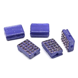 Бусина полимерная со стразами прямоугольник 13*10мм, цв.фиолетовый (упаковка 5 штук)