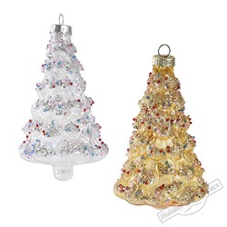 Елочка "Сверкающие самоцветы" асс. из 2-х (стекло) 7,5х7,5х14 см