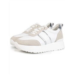05-PDE40-2 WHITE/BEIGE Кроссовки женские (натуральная кожа, натуральная замша)