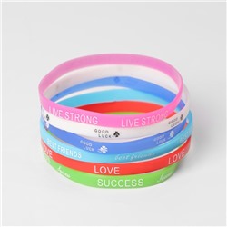 Браслеты силиконовые Forever young, набор 6 шт., цветные, d=5.5 см