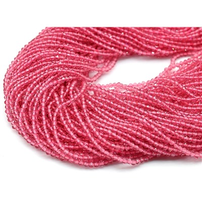 Бусины из шпинели шарик гр.2мм цв.розовый, 37см, 198 бусин