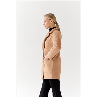 Пальто женское демисезонное 25520 (кэмел/тедди)