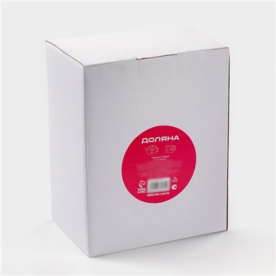 Набор чайный Доляна «Эстет. Орнамент», 3 предмета: чайник 400 мл, 2 кружки 280 мл, фарфор, белый