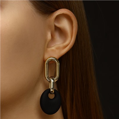 Серьги металл «Цепь» диск, 3 звена, цвет золотисто-чёрный