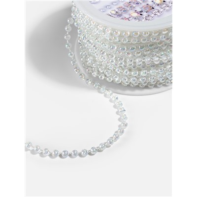 Бусы на нитях, с голографией, 3 мм, 9±1 м, белые