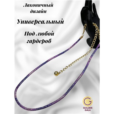 Пояс женский со стразами и цепочкой модель 28 розово-фиолетовый