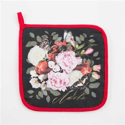 Прихватка Flowers, 19×19 см,100% хлопок, саржа, ватин 250 г/м²