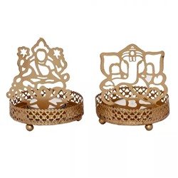Набор подсвечников Ганеша и Лакшми (2 шт), Ganesha and Laxmi Shadow Tea Light Holder Set, произв. eCraftIndia