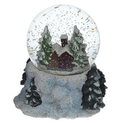 Фигурка декор в стекл шаре "Домик/Олень", D 6.5 см, L9 W8 H9 см, 3в.