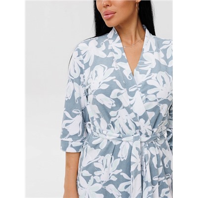 Женский халат Х-112(М) / Серо-голубой (цветы)