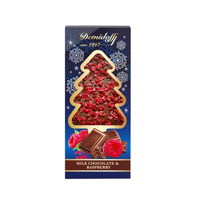 Шоколад молочный с добавлением кусочков сушеной малины (ЕЛОЧКА) 80г