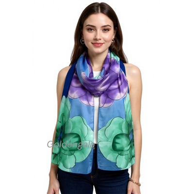 Шарф шифоновый с цветочным рисунком 3D Арт М52/7