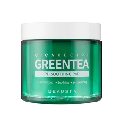 Beausta Успокаивающие салфетки Cica Recipe Green Tea pH 60 шт.