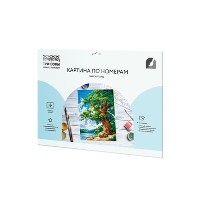 Картина по номерам на картоне ТРИ СОВЫ "Дуб у озера", 30*40, с акриловыми красками и кистями