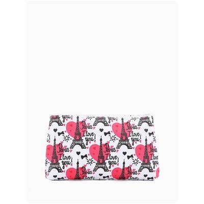 Косметичка-пенал на молнии, плоская, маленькая, с принтом, белая/розовая/чёрная