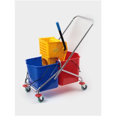 Тележка для уборки с отжимом и ведром, двухведерная, 46 л, на колёсах