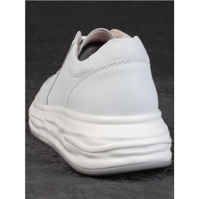 05-PDD181-1 WHITE Кроссовки женские (натуральная кожа)