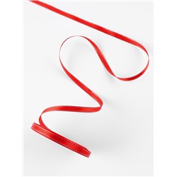 Лента атласная, с серебряным люрексом, 6 мм, 23±1 м, красная №026