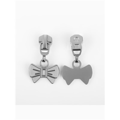 Бегунок для металлической молнии, №3, «Бант», 10 шт., цвет никель