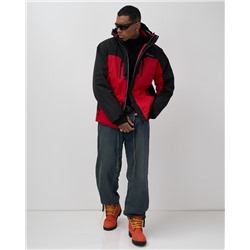 Горнолыжная куртка мужская зимняя красного цвета 7612Kr