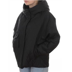 9606 BLACK Куртка стеганная демисезонная женская (100 гр. холлофайбер)