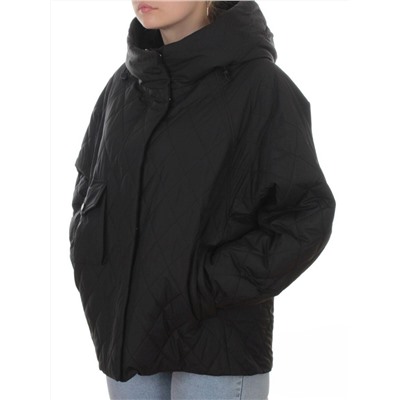 9606 BLACK Куртка стеганная демисезонная женская (100 гр. холлофайбер)