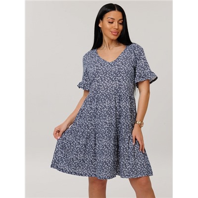 Женское платье Пл-117(К) / Синий (цветы)
