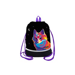 Мешок для обуви 1 отделение Berlingo "Astro Cat", 400*480мм, расширяющееся дно, светоотражающая лента, карман на молнии