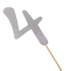 Топпер в торт «4», цвет серебро