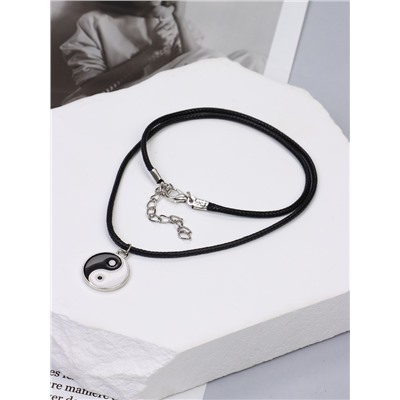 Кулон на шнурке «Инь-ян», чёрно-белый в серебре, 45 см