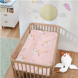 Простыня на резинке "Крошка Я" Baby unicorn 60*120+20 см, бязь 125 г/м2, хл 100%