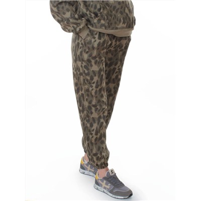 868-6 GREEN/LEOPARD Костюм спортивный зимний женский (95% хлопок, 5% полиэстер)
