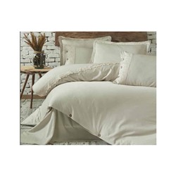 2 сп. Евро Комплект Постельного Белья Cotton Saten Belinda Bej Çift - EcoCotton