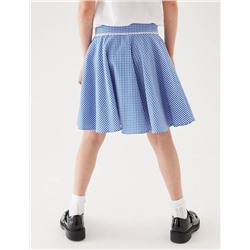 Girls' Pure Cotton Gingham Skater School Skirt (2-14 Yrs)