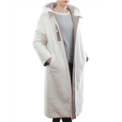 2639 BEIGE Пальто двухстороннее женское еврозима (100 гр. холлофайбер, искусственный мех)