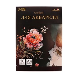 Альбом для акварели А4, 20 листов на склейке, Calligrata TOP, обложка мелованный картон, жёсткая подложка, блок СПб ГОЗНАК 200 г/м²