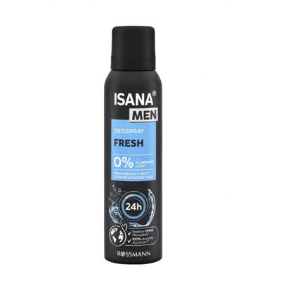 ISANA men Deodorant spray Fresh 24h ISANA Мужской Дезодорант спрей Свежесть 24 ч150 г