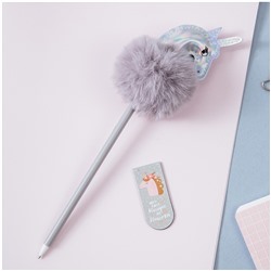 Ручка шариковая MESHU "Shiny Unicorn" синяя, 0,7мм, корпус ассорти, с топпером