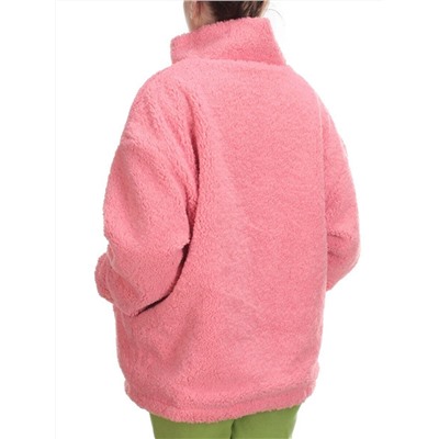 2568 PINK Кофта плюшевая женская Тедди на синтепоне  (50 гр. синтепон)