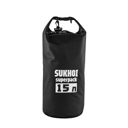 Гермосумка Sukhoi Superpack 15 л - Усиленное дно из износостойкой ткани  увеличивает срок службы. Защищает от воды, пыли и песка. Нужный объем легко регулируется благодаря сворачивающемуся верху на фастексе и удалением воздуха из мешка через нижнюю мембрану №701
