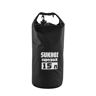 Гермосумка Sukhoi Superpack 15 л - Усиленное дно из износостойкой ткани  увеличивает срок службы. Защищает от воды, пыли и песка. Нужный объем легко регулируется благодаря сворачивающемуся верху на фастексе и удалением воздуха из мешка через нижнюю мембрану №701