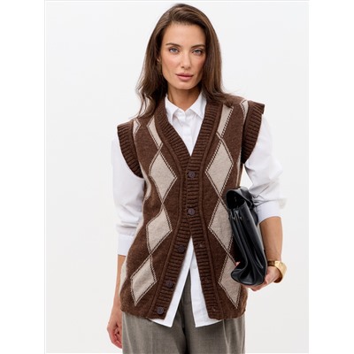 Безрукавка Ромбы на пуговицах из верблюжьей шерсти женская