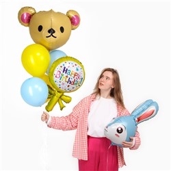 Воздушные шары, набор «Happy Birthday. Зверюшки», латекс, фольгированные, 7 шт.