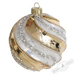 Шар "Серебряная волна" шампань (стекло) 10 см