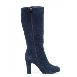 02-F65-011M DARK BLUE Сапоги зимние женские (натуральная замша, натуральный мех (полностью))