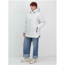 Куртка женская демисезонная с капюшоном серого цвета 1140Sr