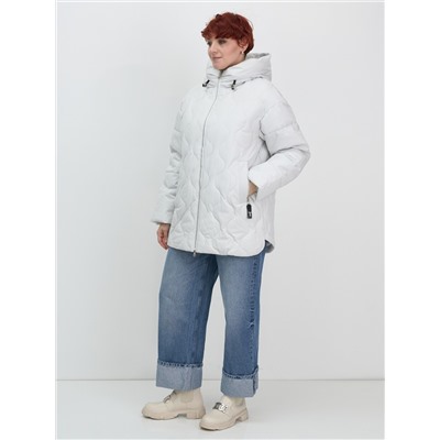 Куртка женская демисезонная с капюшоном серого цвета 1140Sr