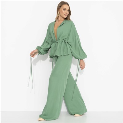 Брючный костюм из 100% вискозы, Серьезная леди (2 в 1, шалфей)