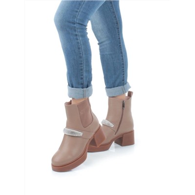 04-M904A 987-31M-2 DK. BEIGE Ботинки зимние женские (натуральная кожа, натуральный мех)