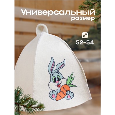 Шапка для бани с детским принтом "Заяц"